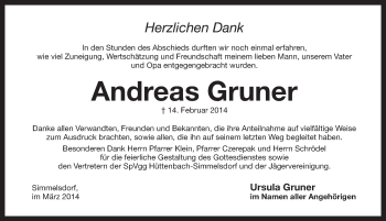 Traueranzeige von Andreas Gruner von Pegnitz-Zeitung
